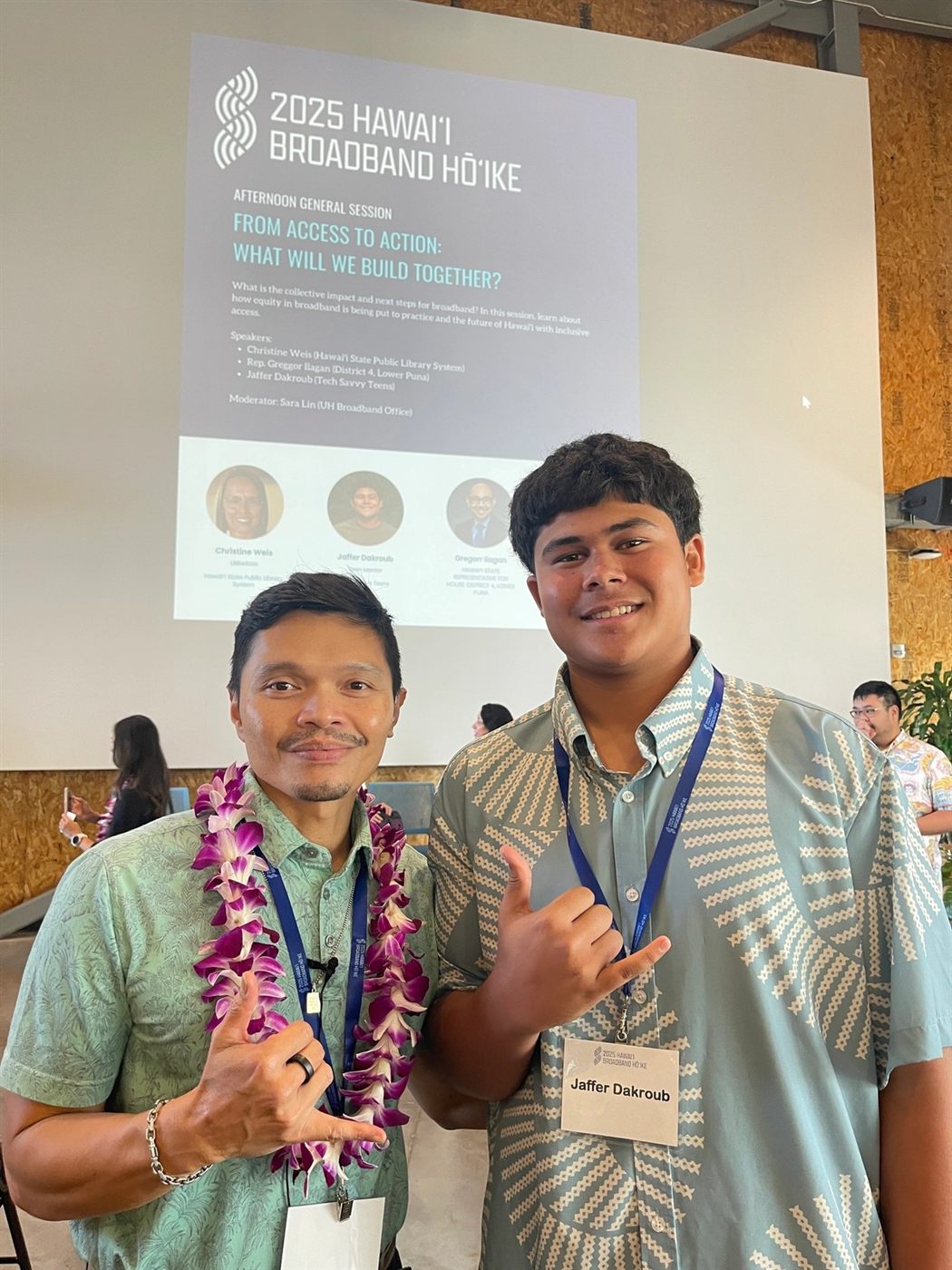 Co-founder Jaffer Dakroub speaking at the 2025 Hawaiʻi Broadband Hōʻike session on broadband equity